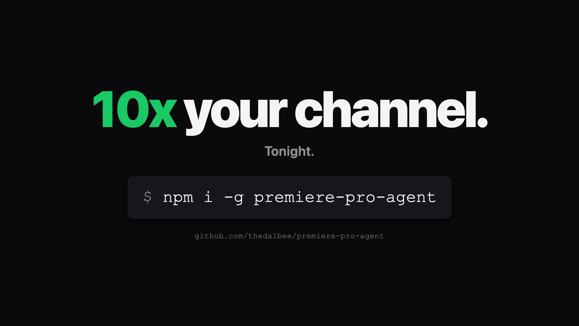 npm i -g premiere-pro-agent 설치 명령